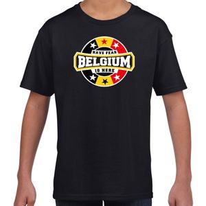 Have fear Belgium / Belgie is here supporter shirt / kleding met sterren embleem zwart voor kids XL (158-164)  -