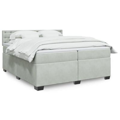 Boxspring met matras fluweel lichtgrijs 200x200 cm