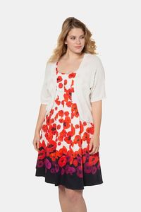 Ulla Popken Bolero, oversized schouders, ajourbreisel, open model - Grote Maten