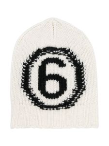 MM6 Maison Margiela Kids bonnet en maille à logo intarsia - Blanc