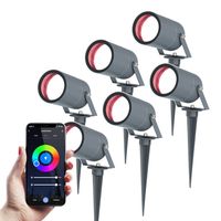 Set van 6 Smart Spikey Prikspots - WiFi & Bluetooth - Bedienbaar via app - RGBWW - IP65 waterdicht - Antraciet - LED Tuinverlichting - Tuin spots, spo