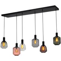 Masterlight 6-lichts hanglamp - zwart -Porto met verschillende glazen - 2711-05-05-130-25633