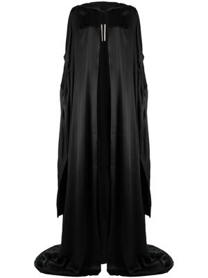 Rick Owens robe satiné à capuche - Noir