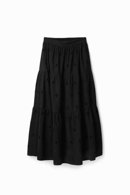 Midirok met broderie anglaise - BLACK - M