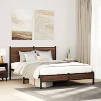 Bedframe zonder matras metaal bruin eikenkleurig 137x190 cm