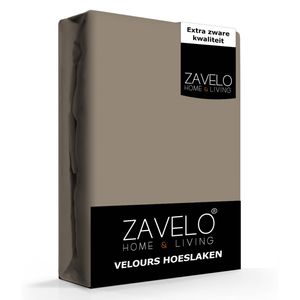 Zavelo Hoeslaken Velours Taupe - Fluweel Zacht - 30 cm Hoekhoogte - Rondom Elastiek - Velvet -Lits-jumeaux (190/200x2...