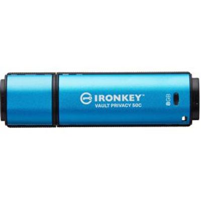 Kingston Technology IronKey VP50 USB flash drive 8 GB USB Type-C 3.2 Gen 1 (3.1 Gen 1) Zwart, Blauw