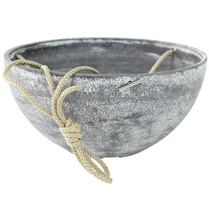 Hangende bloempot/plantenpot schaal van gerecycled kunststof betongrijs D25 en H12 cm