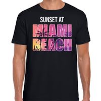 Sunset beach t-shirt / shirt Sunset at Miami Beach zwart voor heren - thumbnail