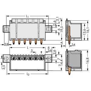 WAGO 2092-1402/005-000 Male behuizing (board) 2092 Totaal aantal polen: 2 Rastermaat: 5 mm Inhoud: 200 stuk(s)