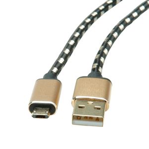 ROLINE 11.02.8819 USB-kabel 0,8 m USB 2.0 USB C Micro-USB B Zwart, Goud