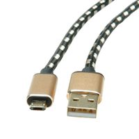 ROLINE 11.02.8819 USB-kabel 0,8 m USB 2.0 USB C Micro-USB B Zwart, Goud - thumbnail