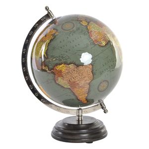Items Deco Wereldbol/globe op voet - kunststof - groen - home decoratie artikel - D20 x H28 cm   -