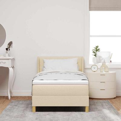Boxspringbed met matras met hoofdeinde Crème 90 x 190 cm Stof