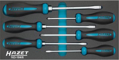 HAZET Schroevendraaierset HEXAnamic® 163-184/6 - Kruiskop profiel PH, Sleufprofiel - 6-delig - 0,8 x 4 - 1,2 x 8 - PH1 - PH2