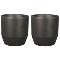 Set van 2x plantenpot/bloempot keramiek mat antraciet - D27.5/H25 cm