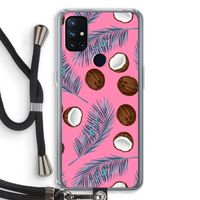 Kokosnoot roze: OnePlus Nord N10 5G Transparant Hoesje met koord Kokosnoot roze: OnePlus Nord N10 5G Transparant Hoesje met koord