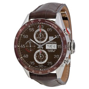 Horlogeband Tag Heuer CV2A12.FC Leder Bruin 22mm