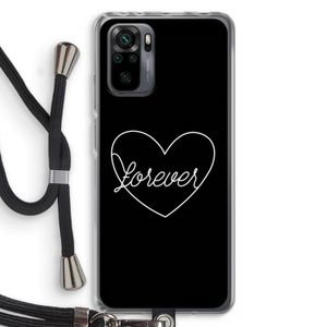Forever heart black: Xiaomi Redmi Note 10 Pro Transparant Hoesje met koord