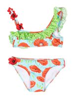 SELINIACTION KIDS bikini asymétrique à imprimé graphique - Vert