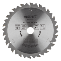 Wolfcraft HM Cirkelzaagblad | 18 td | Ø130 x 16 x 2,4mm | 1 stuk - 6730000