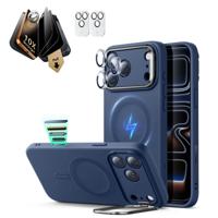 iPhone 17 Pro Bundle Cloud Soft Magnetic Case (Stash Stand) and Armorite Pro Privacy Screen Protector - Navy Blue