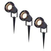 Set van 3 Sydney LED prikspots - Dimbaar - Kantelbaar - GU10 4 Watt 345 lumen - 2700K warm wit - IP65 Waterdicht - Zwart