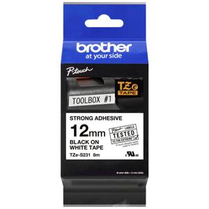 Brother TZe-S231 Labeltape extra sterk klevend Tapekleur: Wit Tekstkleur: Zwart 12 mm 8 m