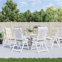 Stoelkussens 6 st hoge rug oxford stof crèmekleurig