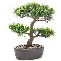Groene kunstplant bonsai boompje 32 cm - Kunstplanten - thumbnail