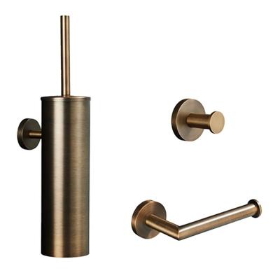 Toilet accesoire set SaniClear Antique | Wandmontage | Messing | Rond | Verouderd messing