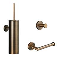 Toilet accesoire set SaniClear Antique | Wandmontage | Messing | Rond | Verouderd messing