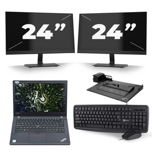 Lenovo ThinkPad T470 - Intel Core i5-6e Generatie - 14 inch - 8GB RAM - 256GB SSD - Windows 11 + 2x 24 inch Monitor