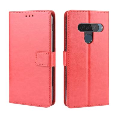 Retro Crazy Horse textuur horizontale Flip lederen case voor LG G8S ThinQ met houder & kaartsleuven & fotolijstjes (rood)