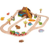 Houten dino treinset, 49-delig