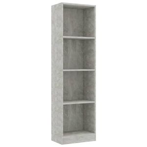 The Living Store Boekenkast Betongrijs 40x24x142cm - 4 schappen - bewerkt hout