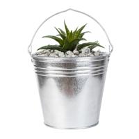 Plantenpot/bloempot emmer voor buiten - zink - zilver - D34 x H29 cm - thumbnail