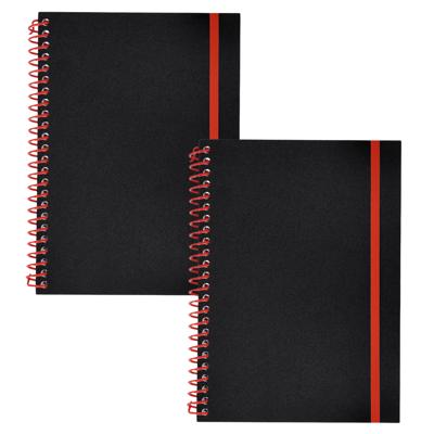 Notitieboekje Bilbo - 2x - A5 formaat - zwart / rood - 14 x 21 cm ? flexibele kaft ? lijntjes schrif