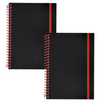 Notitieboekje Bilbo - 2x - A5 formaat - zwart / rood - 14 x 21 cm ? flexibele kaft ? lijntjes schrif