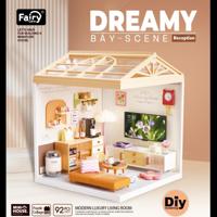 Dreamy mini house Woonkamer Livingroom met ledlamp DIY Modelbouw Knutselen Dreamy mini house Woonkamer Livingroom met ledlamp DIY Modelbouw Knutselen