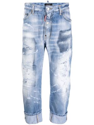 DSQUARED2 jean court à effet usé - Bleu