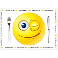 10 Smiley thema placemats van papier   -