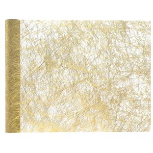 Kerst thema diner tafelloper op rol - metallic goud - 30 x 500 cm - polyester