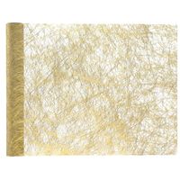 Kerst thema diner tafelloper op rol - metallic goud - 30 x 500 cm - polyester - thumbnail