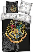 Harry Potter - Hogwarts Black & White 1 Persoons Dekbedovertrek (140cm x 200cm)( Polyester)