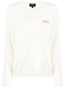 A.P.C. pull en coton à logo brodé - Tons neutres