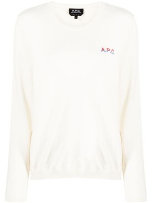 A.P.C. pull en coton à logo brodé - Tons neutres