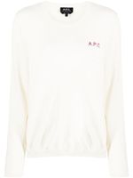 A.P.C. pull en coton à logo brodé - Tons neutres