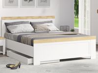 Tweepersoonsbed NINEA 160x200 cm wit/wotan eik met lade