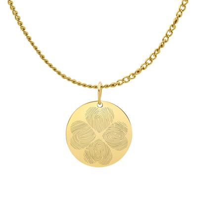 Gepersonaliseerde vingerafdrukken klaver ketting - Stainless steel - Goud - 18 mm - 4 vingerafdrukken